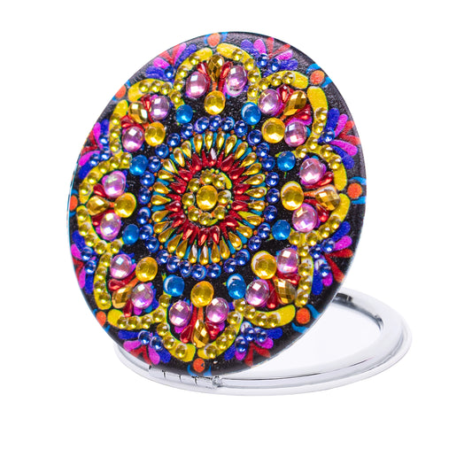 Diamond Painting Spiegel Opvouwbare Compacte Pocketspiegel Mandala PU Leer 7x7cm - 134