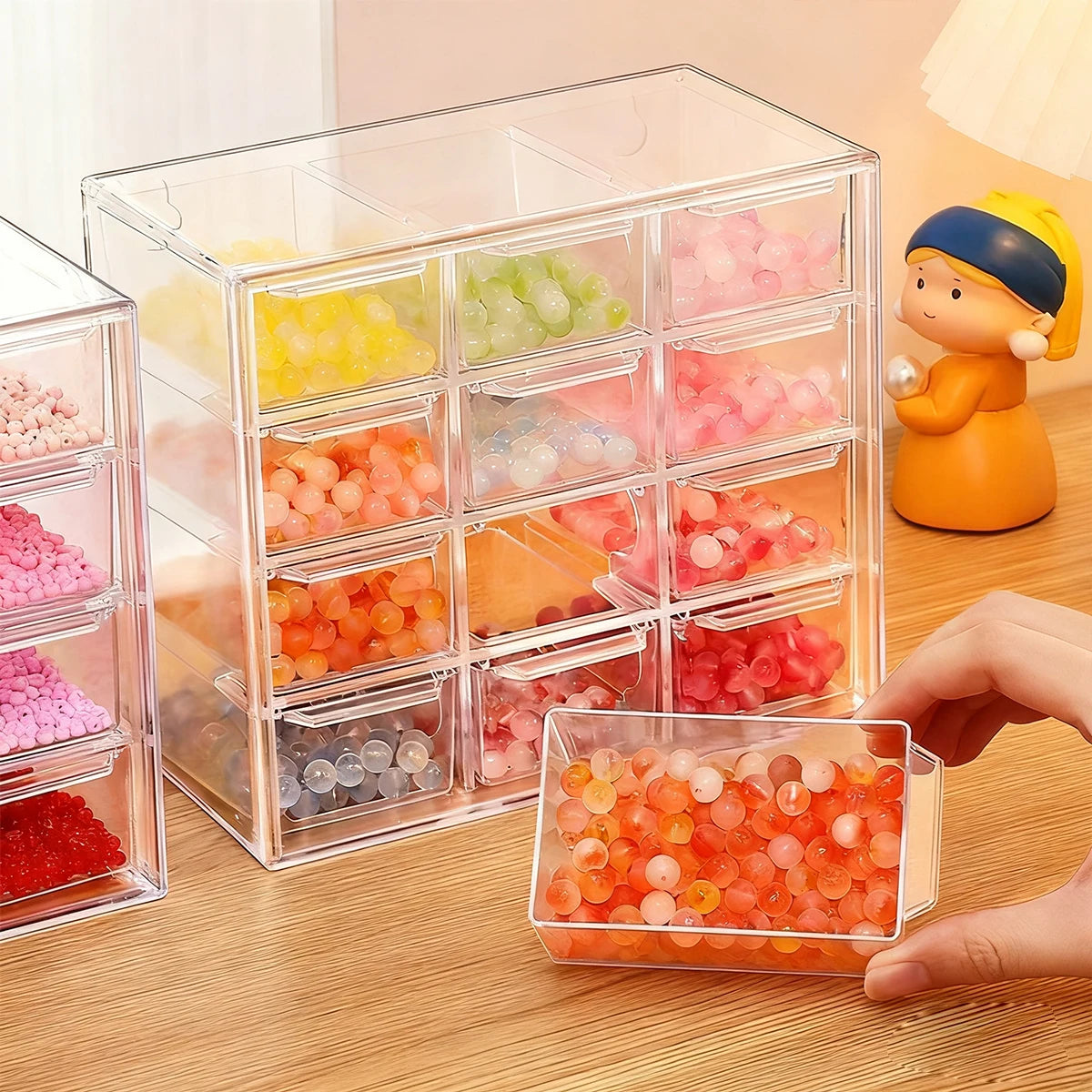 Diamond Painting Opbergdoosjes in kastje met uitschuifbare vakjes voor steentjes en accessoires