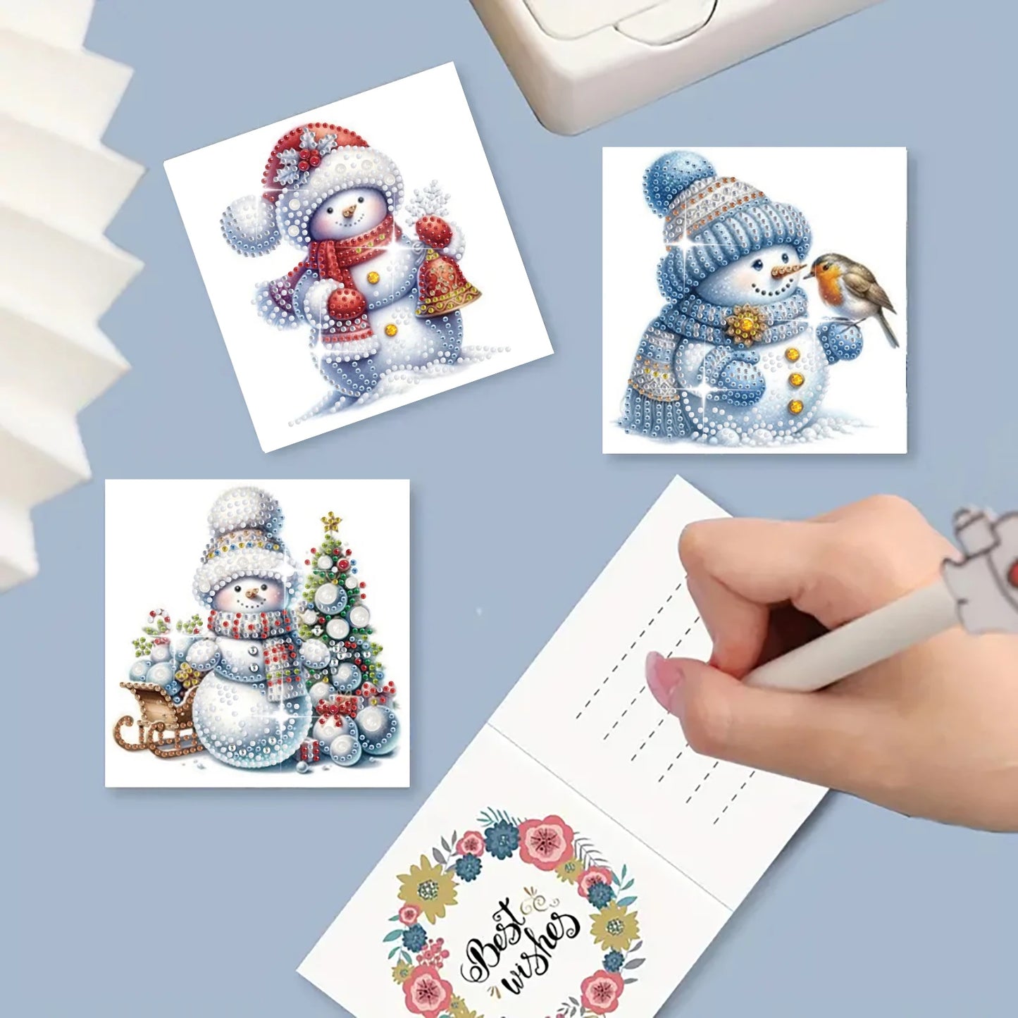 Diamond Painting Kerstkaarten Set met 6 Luxe Wenskaarten en Enveloppen - HK024