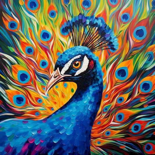 Diamond Painting Dieren - volledige bedekking - ronde of vierkante steentjes - Pauw kop