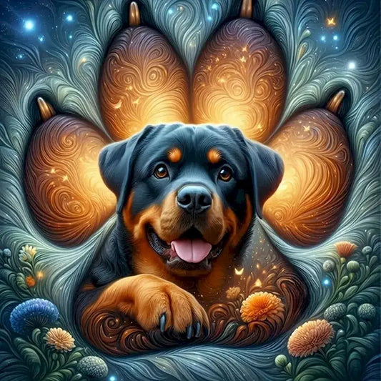 Diamond Painting Dieren - volledige bedekking - ronde of vierkante steentjes - Hond - Rottweiler