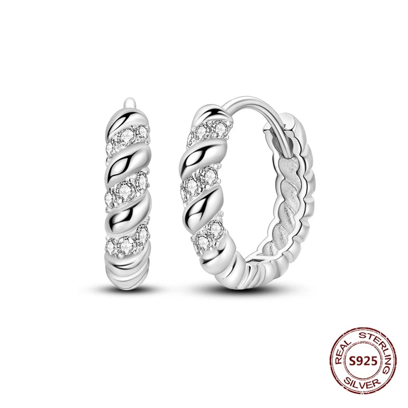 Oorbellen Drie Ronde Hoepels 925 Zilver met Zirkonia