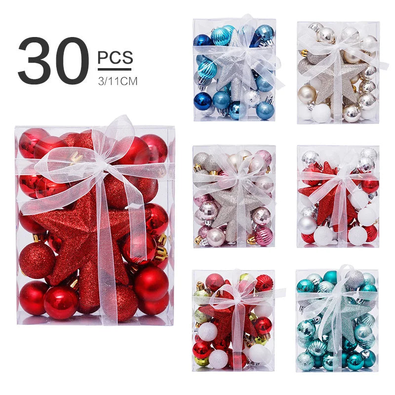 Kerstballen set met 30 decoratieve ballen en ster piek voor kerstboom
