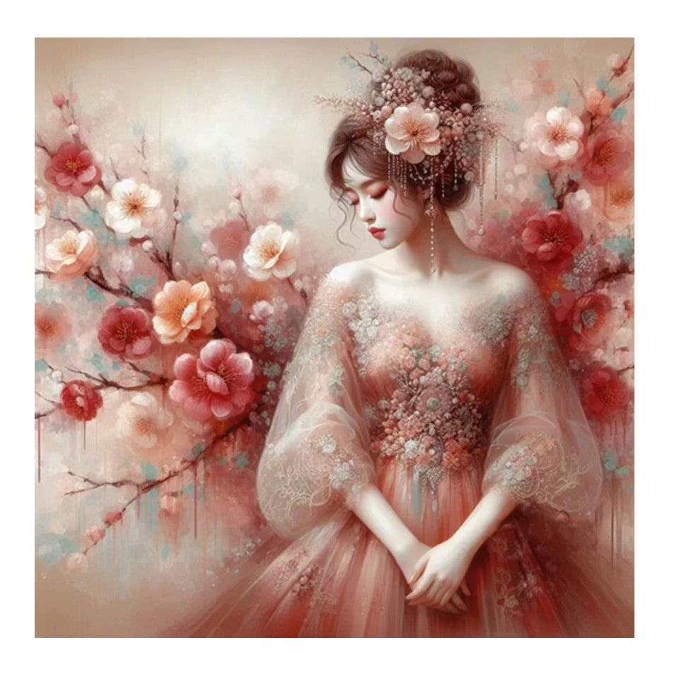 AB Diamond Painting met AB en Fairy dust steentjes – Peach Blossom