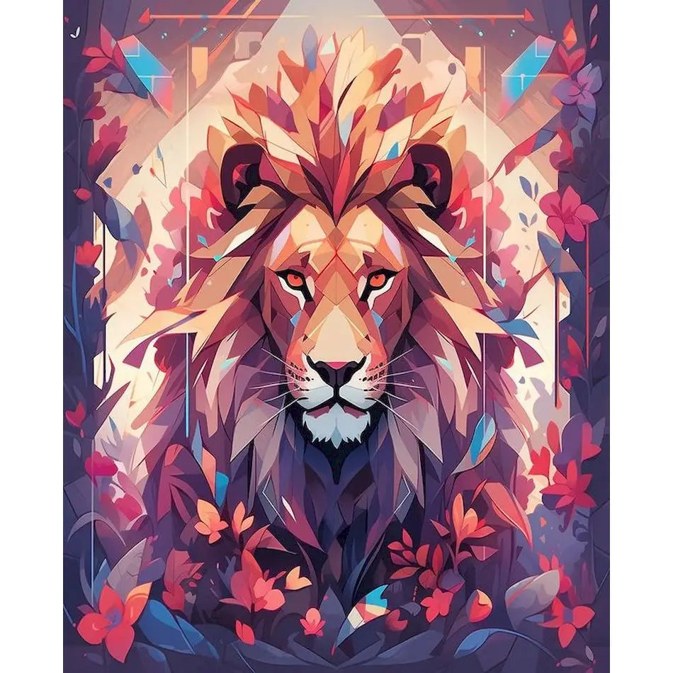 Schilderen op nummer Dieren - Kleurrijke Kop met Acrylverf - Leeuw 9957095