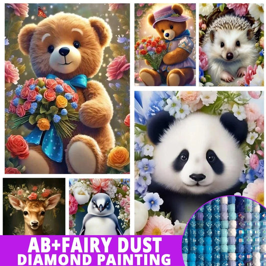 AB Diamond Painting met Fairy dust steentjes Dieren en Bloemen