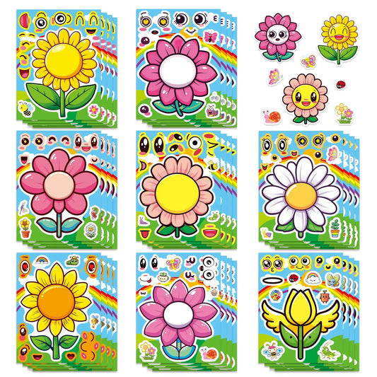 Sticker pret voor kinderen met bloemen puzzelstickers set
