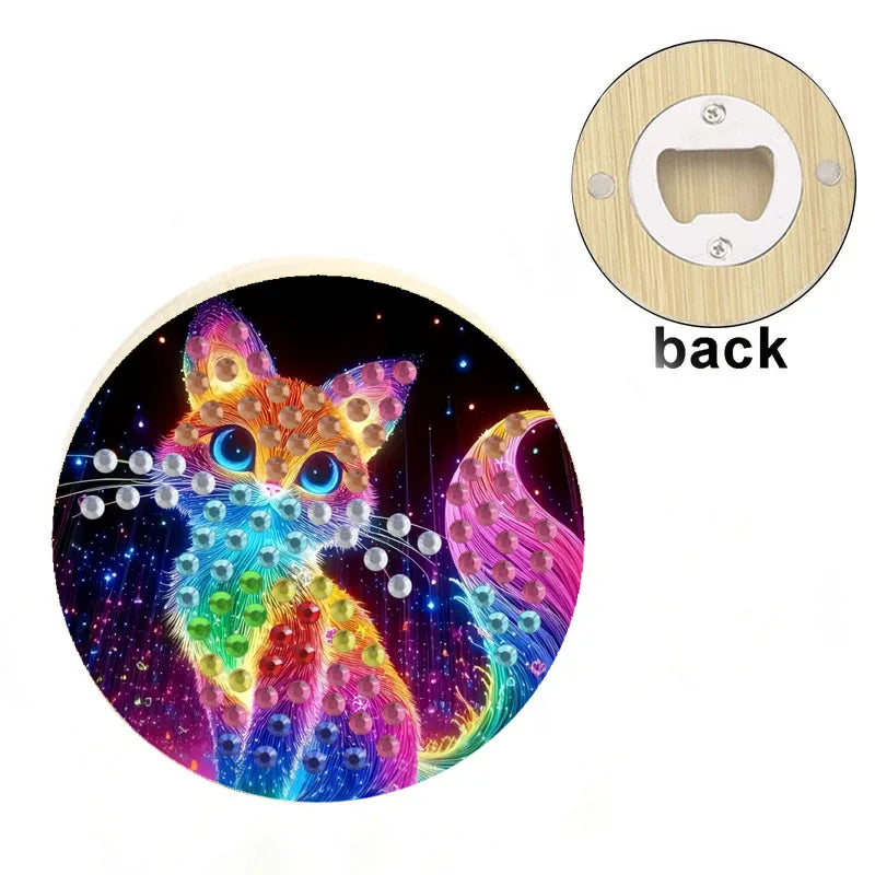Diamond Painting Flesopener Rond Hout Strass Decoratief