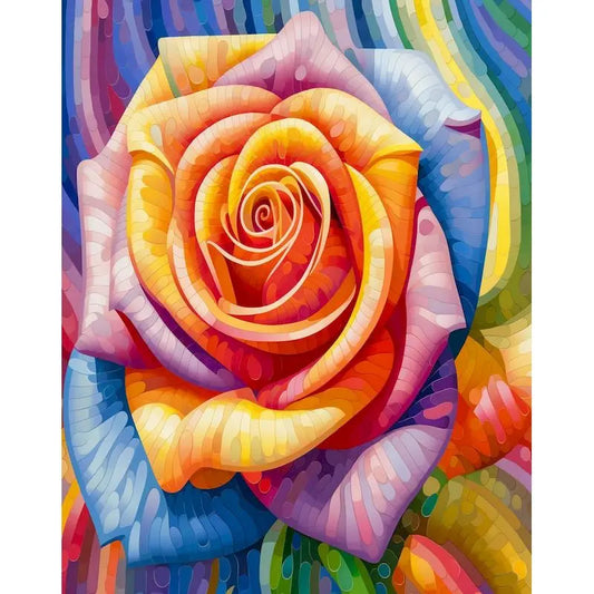 Diamond Painting Bloemen Kleurrijk Volledig Rond 30x40cm - Roos