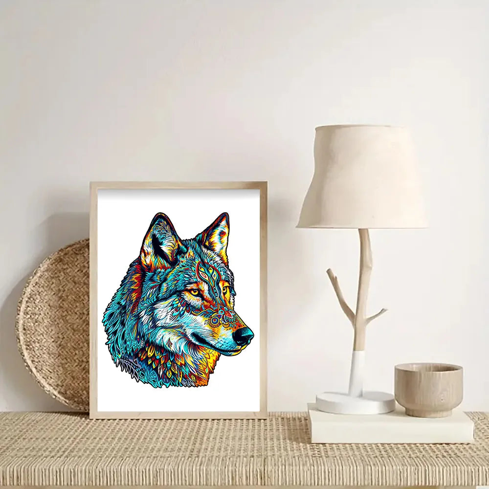 Houten figuren puzzel Wolf Totem geschenkdoos unieke dierenvorm