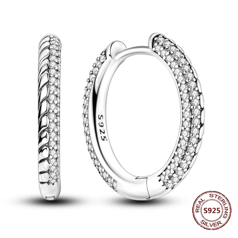 Zilveren oorbellen met vintage cirkel en witte zirconia