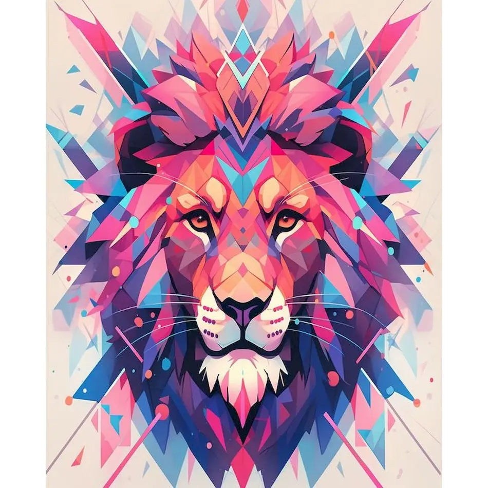 Schilderen op nummer Dieren - Kleurrijke Kop met Acrylverf - Leeuw 9957097