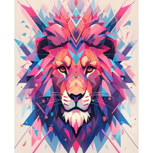 Schilderen op nummer Dieren - Kleurrijke Kop met Acrylverf - Leeuw 9957097