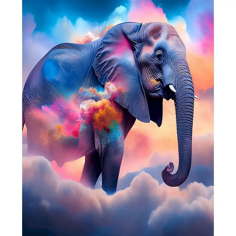 Diamond Painting Dieren Kleurrijk Volledig Rond 30x40cm - Olifant