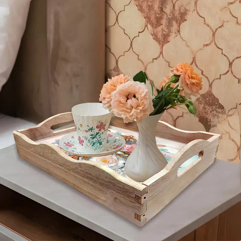 Diamond Painting Dienblad met Speciale Vorm Steentjes – Luxe Houten Tray