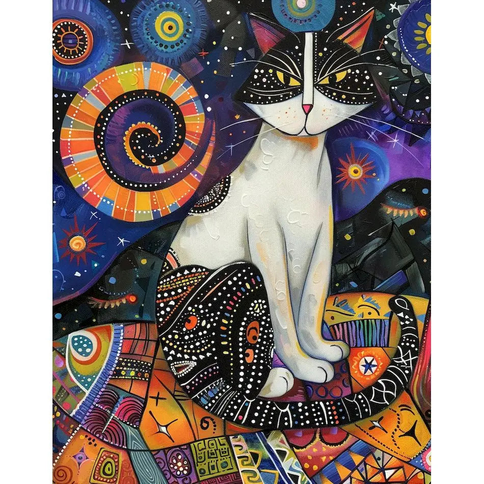 Schilderen op nummer Dieren - Kat Abstract op Canvas voor Volwassenen - 9959939