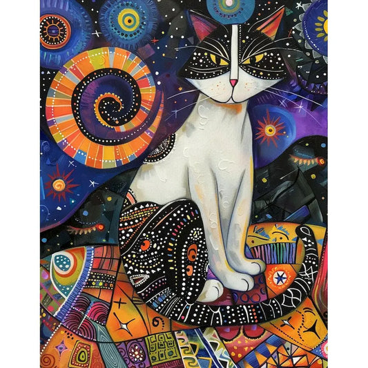 Schilderen op nummer Dieren - Kat Abstract op Canvas voor Volwassenen - 9959939