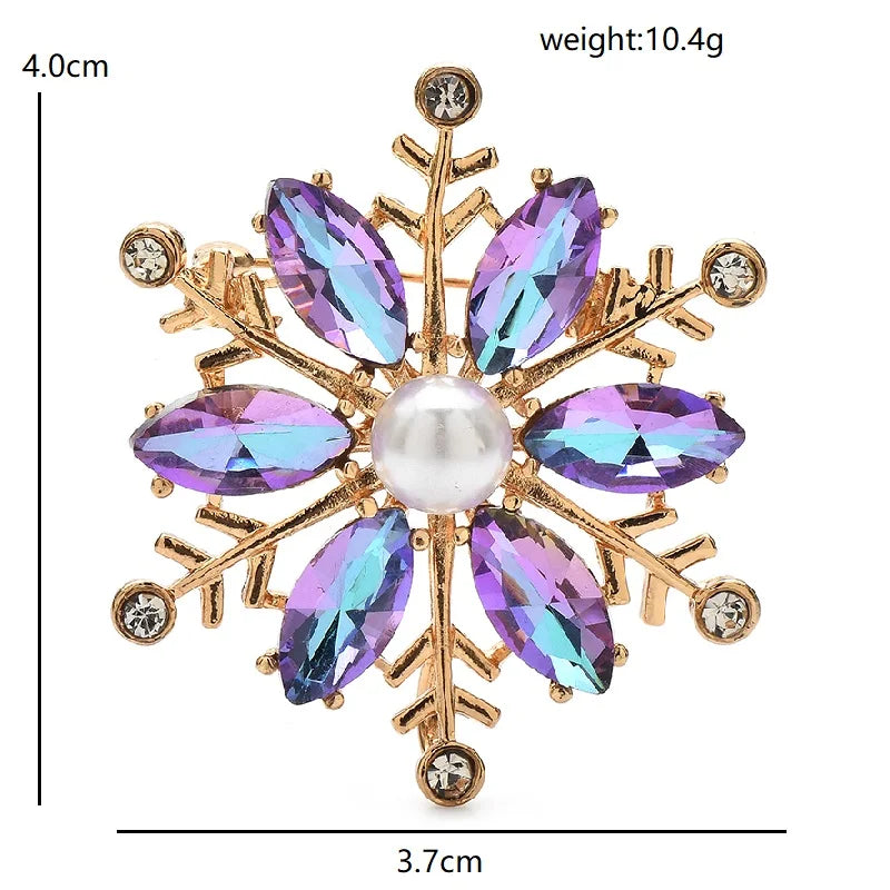 Kerst Broche Kristallen Sneeuwvlok Unisex Winter Bloem Voor Feest & Kantoor