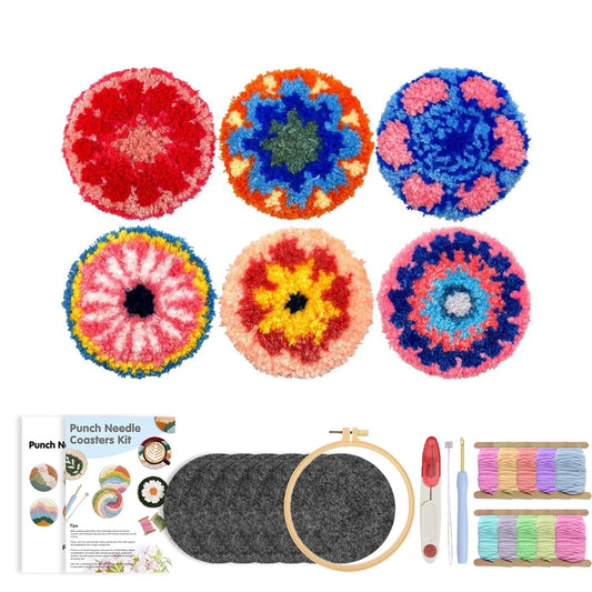 Punch Needle pakket Onderzetters maken set met 6 drinkonderzetters