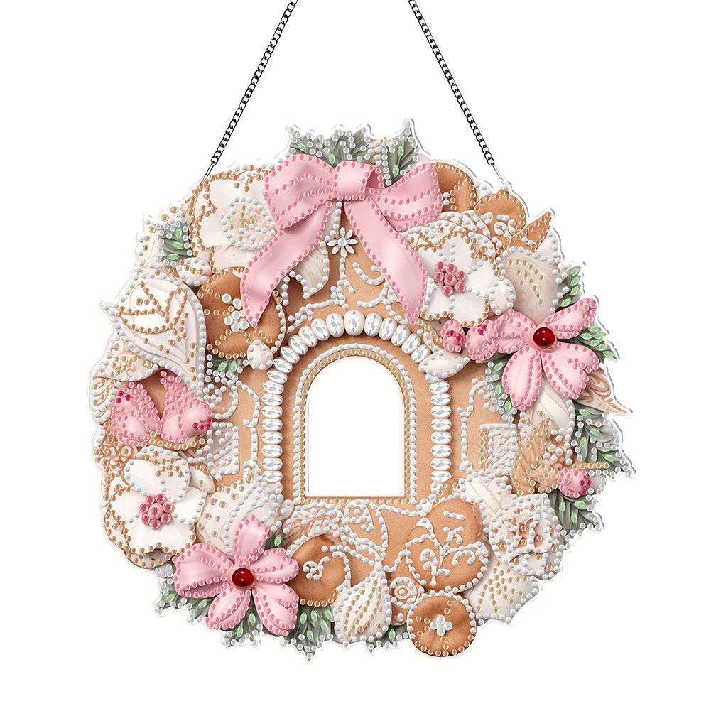 Diamond Painting Kerst krans Hangdecoratie voor Raam, Tuin of Kerstboom - KJ0269
