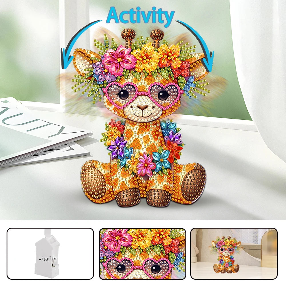 Diamond Painting Tafelornament Acryl Dieren met Beweegbaar Hoofd - Giraf