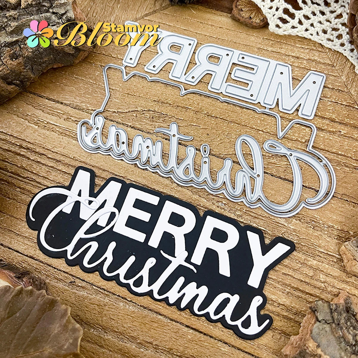 Snijmal Merry Christmas tekst voor kaarten en scrapbooking