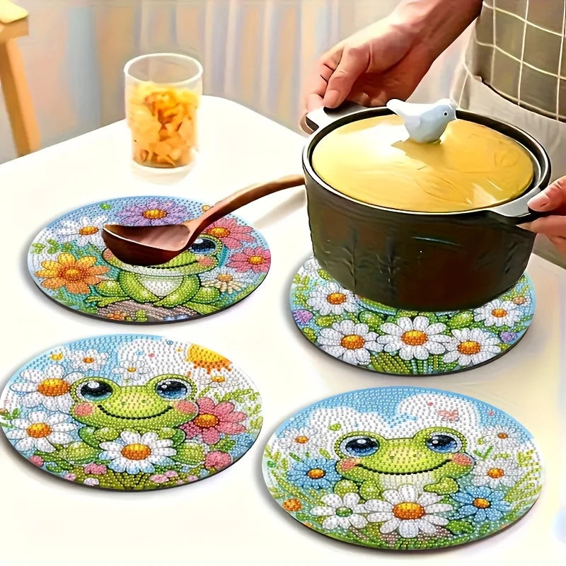 Diamond Painting Placemats Kikker Motief Houten Eettafel Set