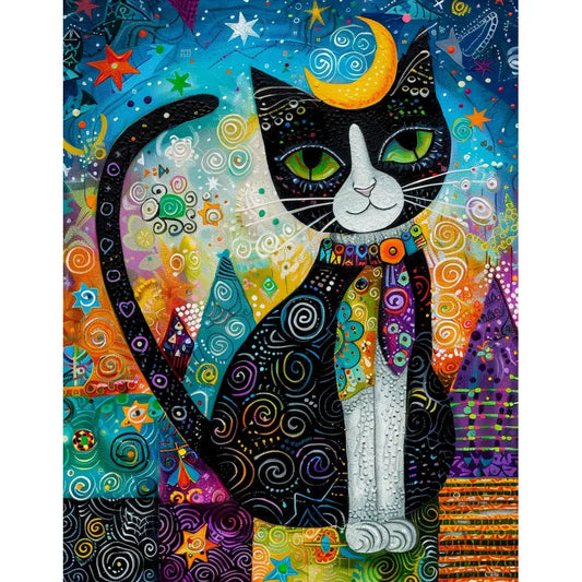 Schilderen op nummer Dieren - Kat Abstract op Canvas voor Volwassenen - 9959718