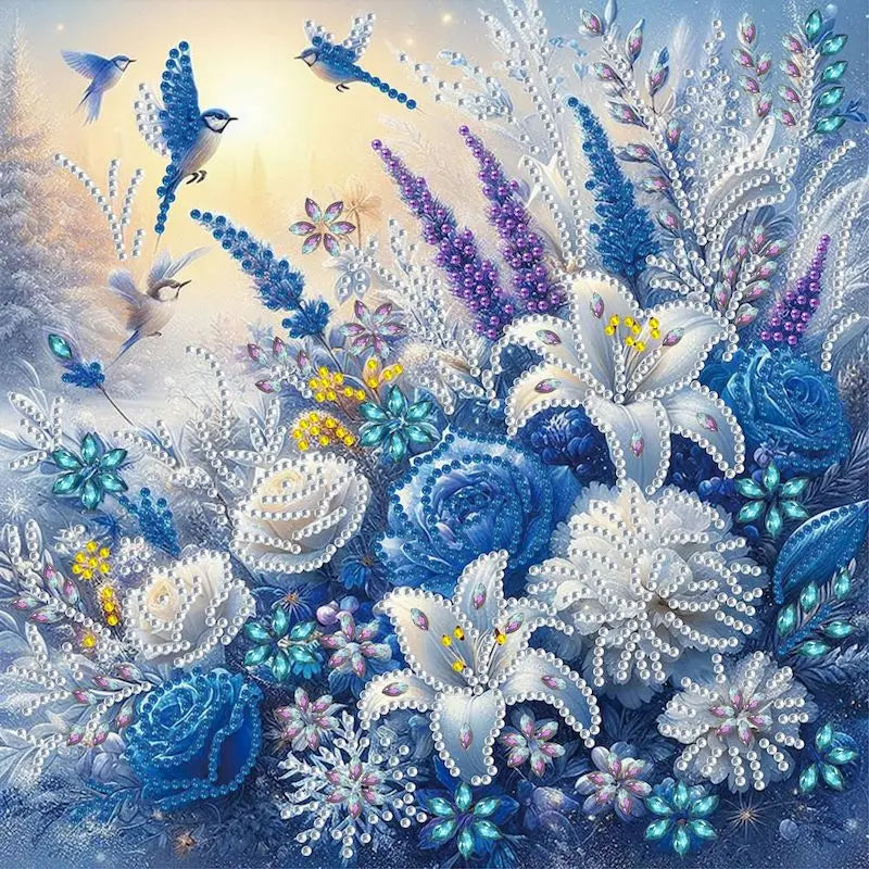 Diamond Painting op canvas met speciale vorm steentjes 30x30cm - 002 Bloemen