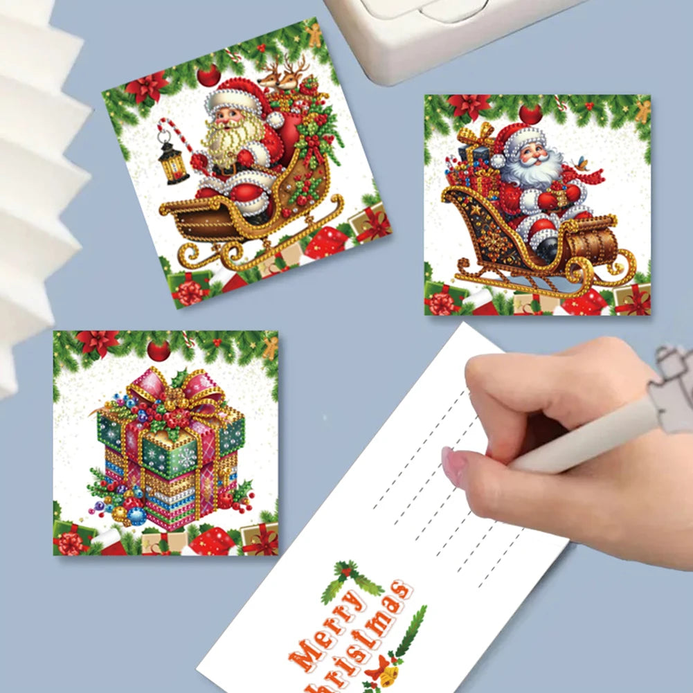 Diamond Painting Kerstkaarten honden set – 6 stuks met strass steentjes
