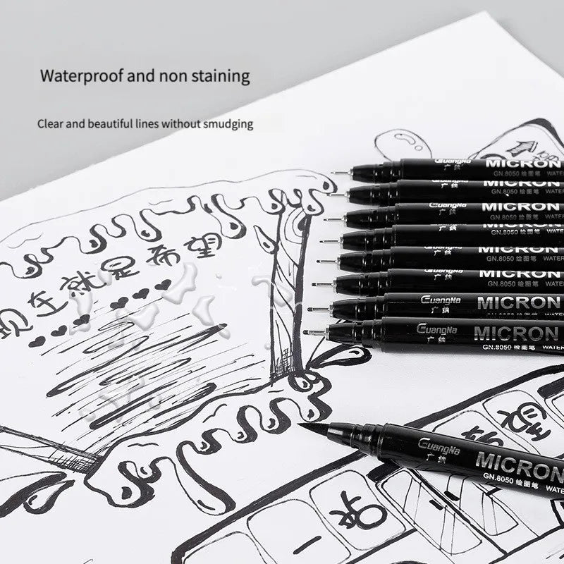 Stiften set met fineliners en brush pennen voor schetsen en illustraties