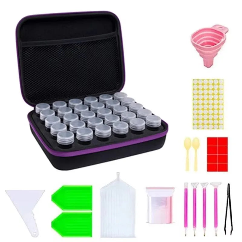 Diamond Painting Opbergkoffer met 30 of 60 Opbergpotjes en Accessoires