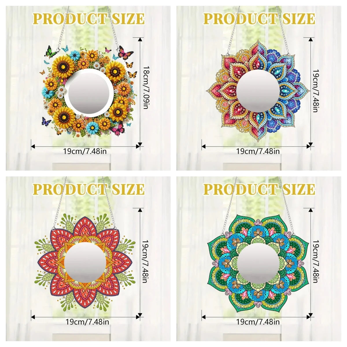 Diamond Painting Spiegel Bloemrijk Make-up Accessoire met Ketting - JZ026