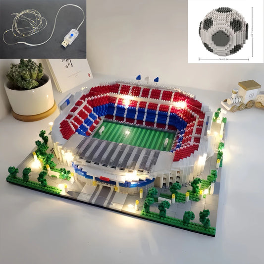 Bouwpakket gebouwen - Voetbalstadion met micro bouwstenen - Basa LED Stadium