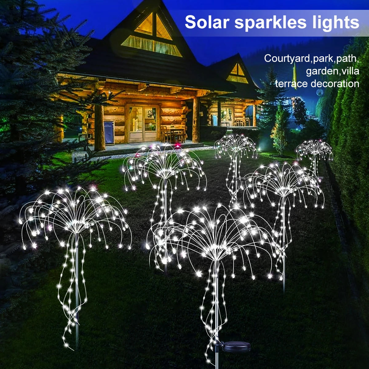 Solar Kerst verlichting vuurwerk lamp met 8 standen voor tuin en feest