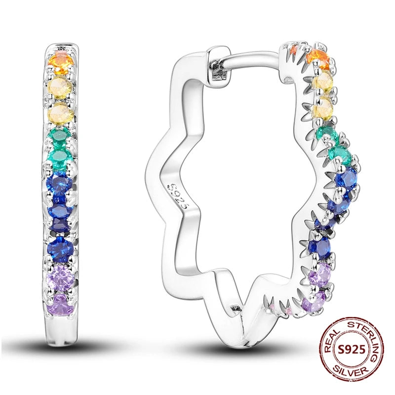 Oorbellen Regenboog Hoops van 925 Sterling Zilver met Zirconia