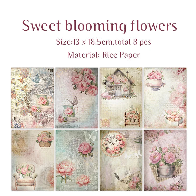 Maak unieke retro journals met 8 vintage rijstpapieren vellen