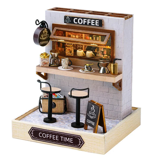Zelfbouw miniatuurhuisje Houten Poppenhuis met LED Verlichting en Kamerdecoratie - QT-048