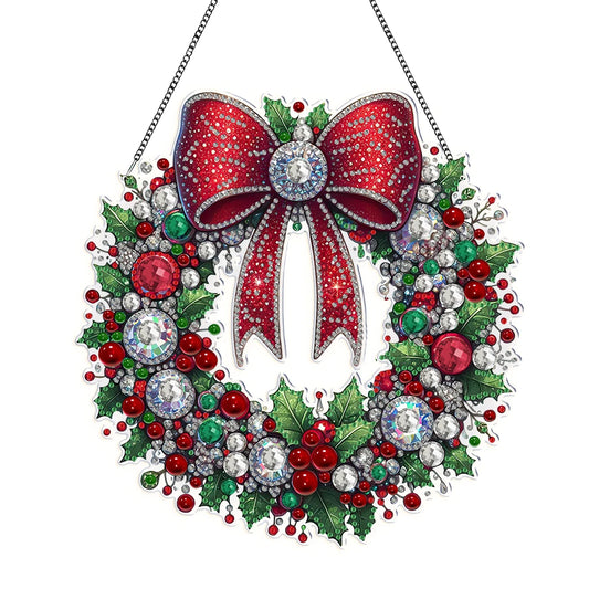 Diamond Painting Kerst krans Hangdecoratie voor Raam, Tuin of Kerstboom - KJ0261