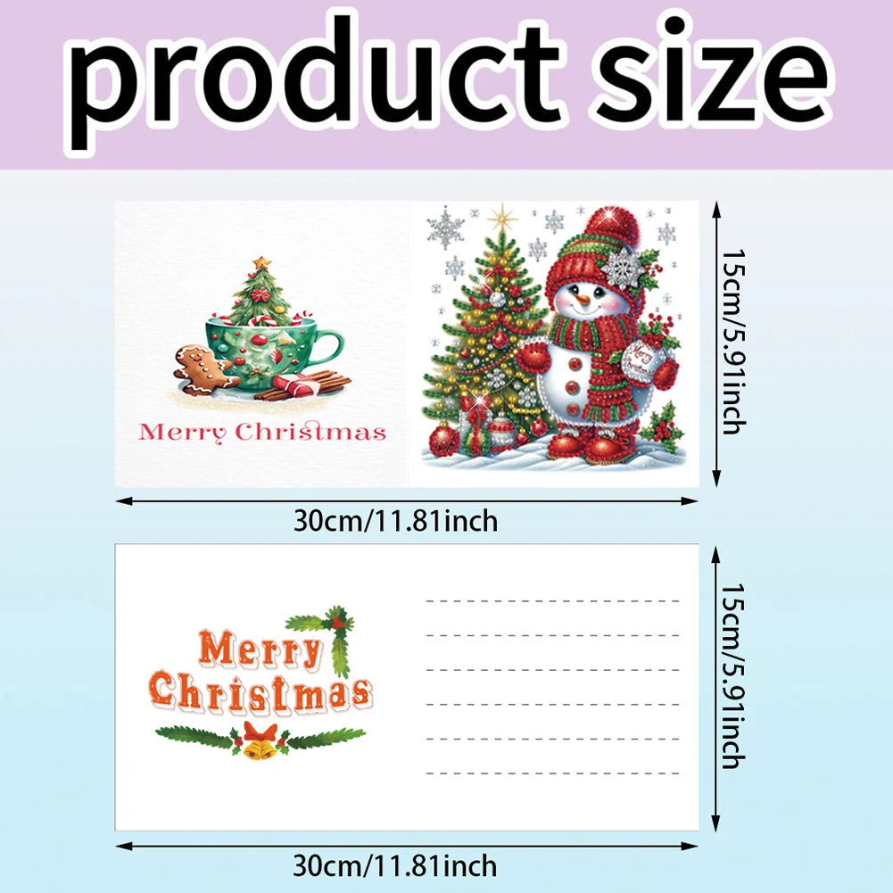 Diamond Painting Kerstkaarten Set – 6 Stuks met Kerstman Ontwerpen