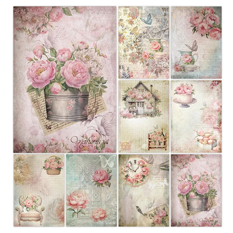 Maak unieke retro journals met 8 vintage rijstpapieren vellen