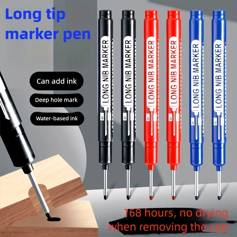 6 stuks lange punt (2 cm) sneldrogende oliebasis markers – hoge kwaliteit, watervast en niet-giftig