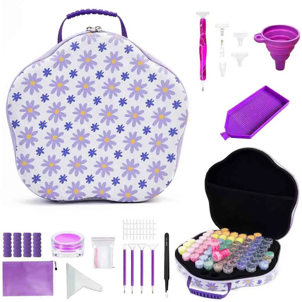 Diamond Painting Opbergkoffer met 60 Opbergpotjes voor steentjes plus accessoires