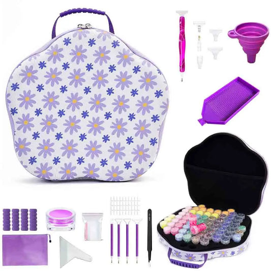 Diamond Painting Opbergkoffer met 60 Opbergpotjes voor steentjes plus accessoires