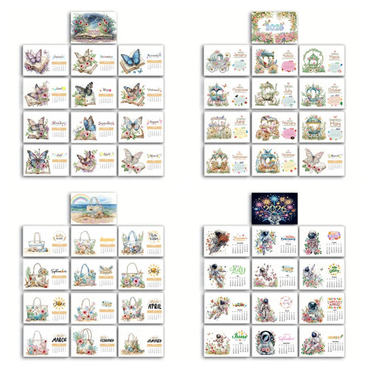 Diamond Painting Kalender met Vlinder, Astronaut en Bloemen Ontwerpen