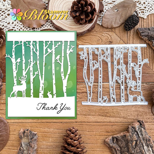 Snijmal Winterbos met herten konijn en vogels decoratief embosmal