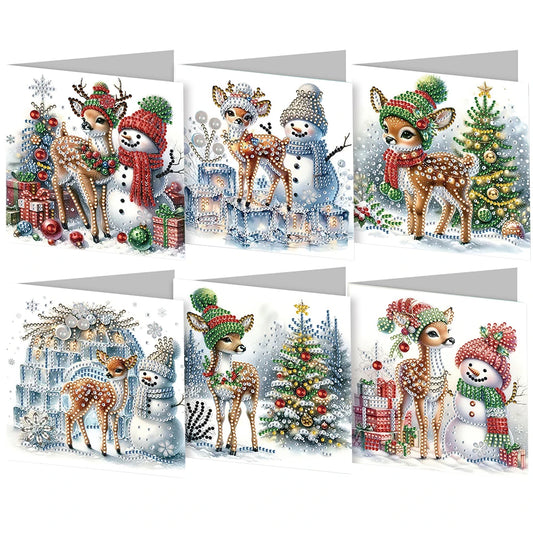 Diamond Painting Kaarten set 6 Stuks - HK026 - Kerstkaarten