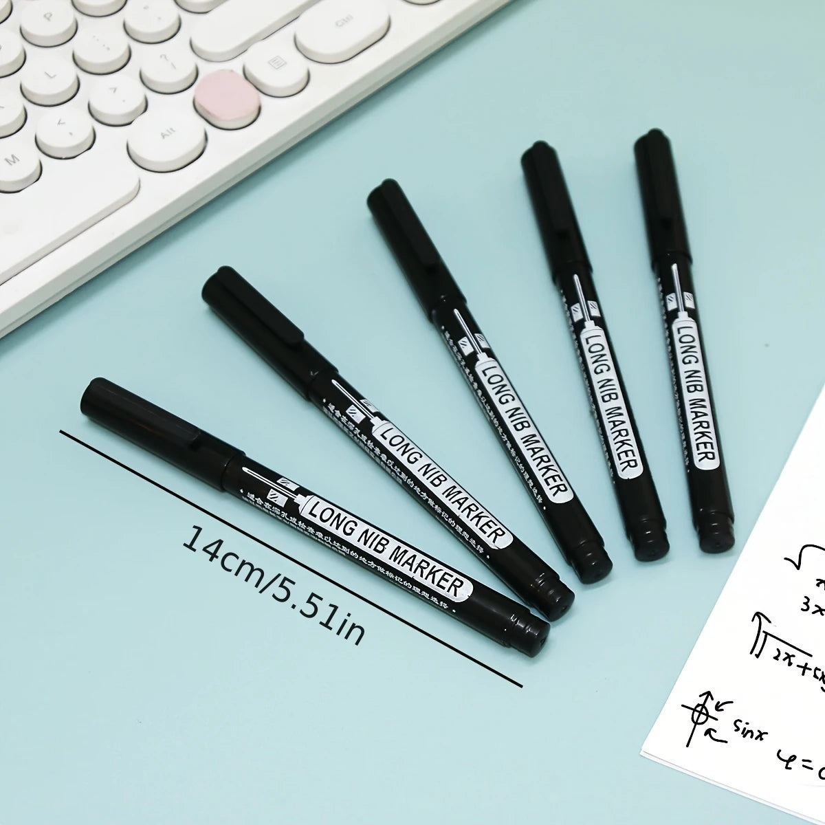 6 stuks lange punt (2 cm) sneldrogende oliebasis markers – hoge kwaliteit, watervast en niet-giftig