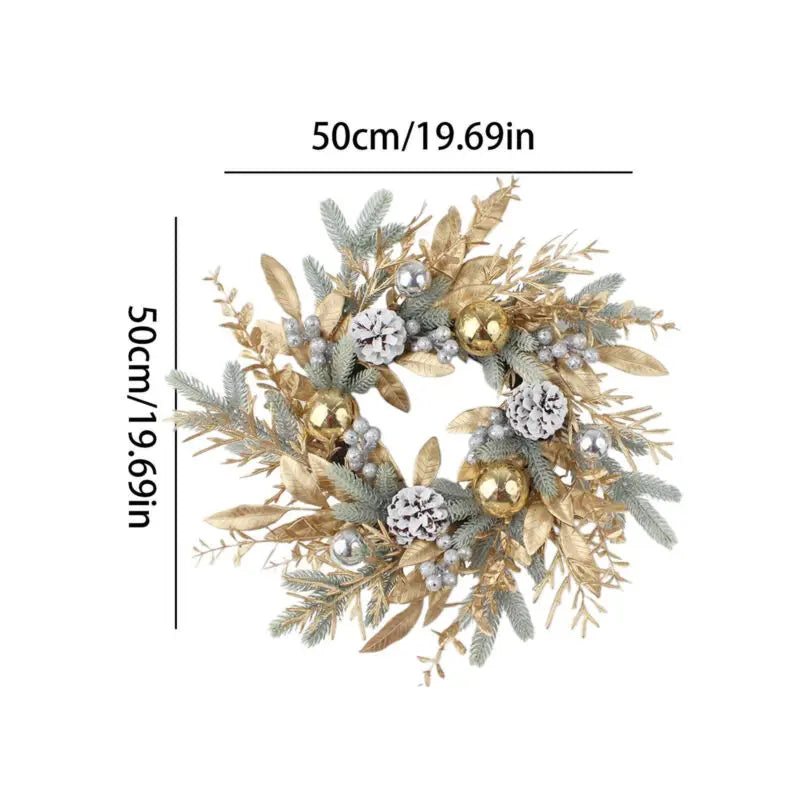 Kerst krans gouden takken en bladeren voor deur, muur en tafel decoratie