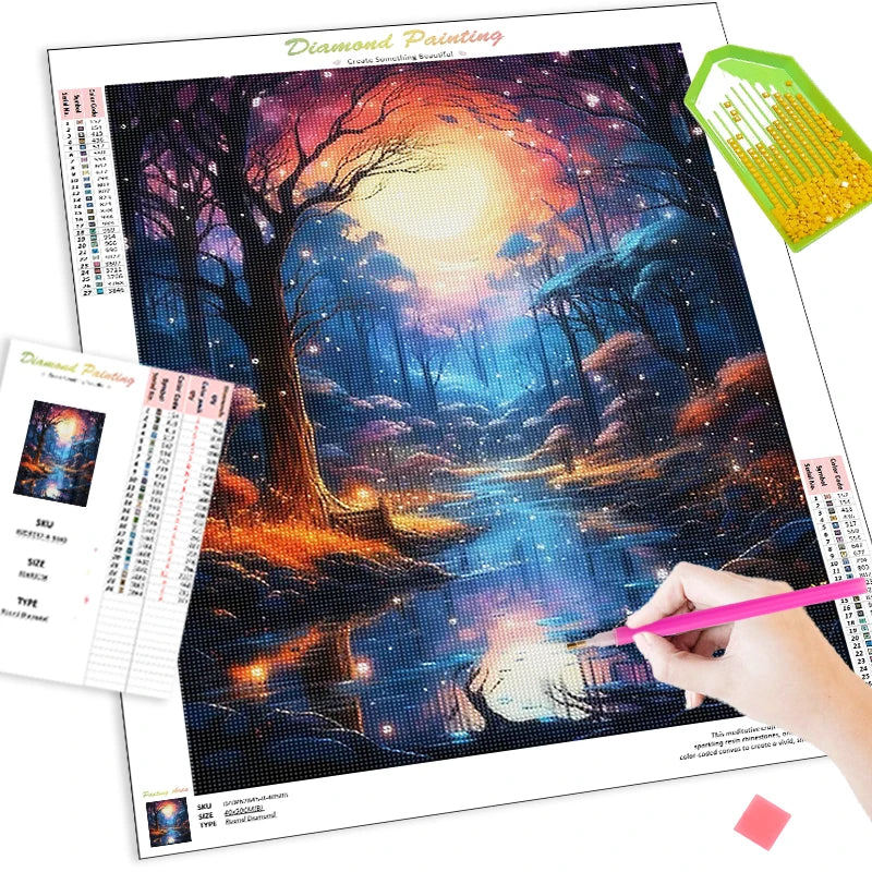 Diamond Painting Landschap ronde of vierkante steentjes Bosdecor - DZDP76036